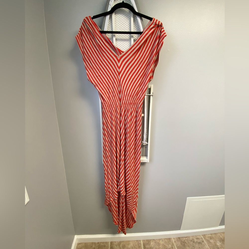 Red striped summer dress